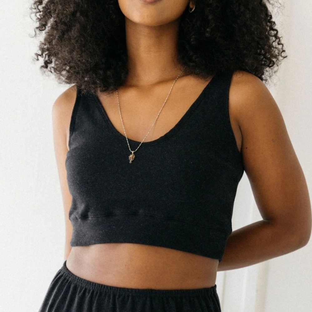 Harly Jae Kea Top - Charcoal & Camel